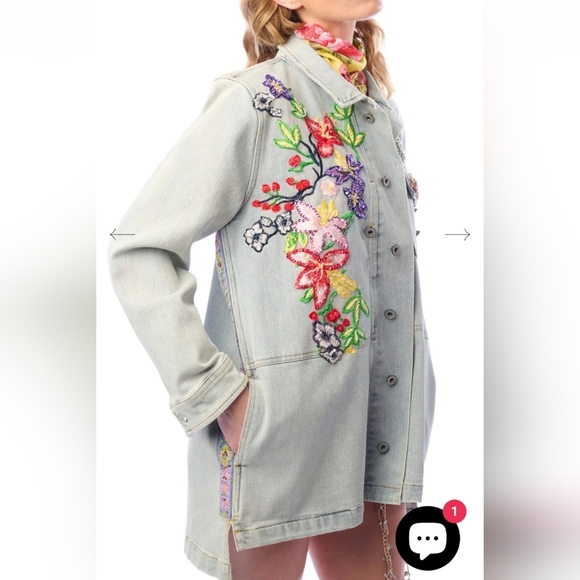 ARATTA Susanna K. Embellished  Denim Jacket. Sz M NWT MSRP $270 - Picture 5 of 15